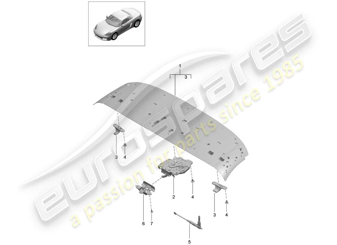 porsche 2020 (718 boxster) top frame ersatzteildiagramm