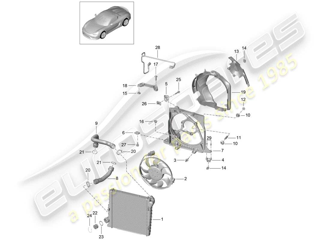porsche 2016 (981 boxster spyder) wasserkühlung 2 ersatzteildiagramm