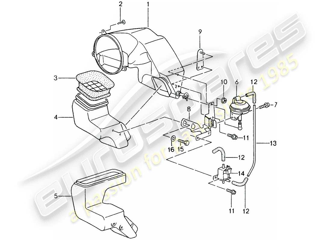 porsche 1995 (993) frischluftansaugung - teilediagramm
