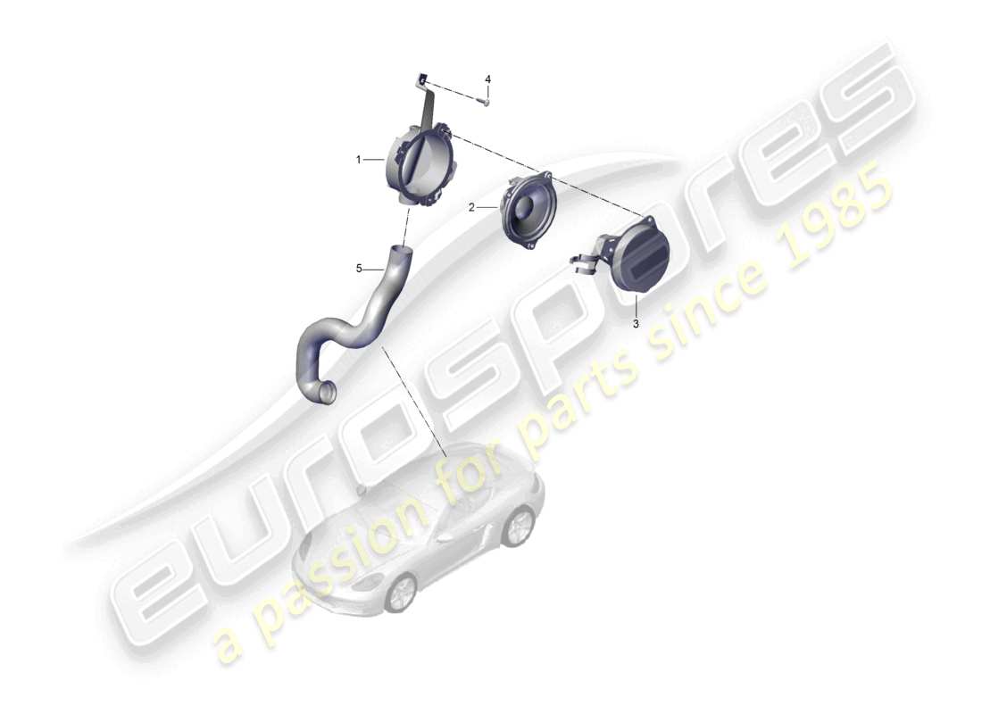 porsche 2020 (718 cayman) soundaktuator für motorsoundsystem teilediagramm