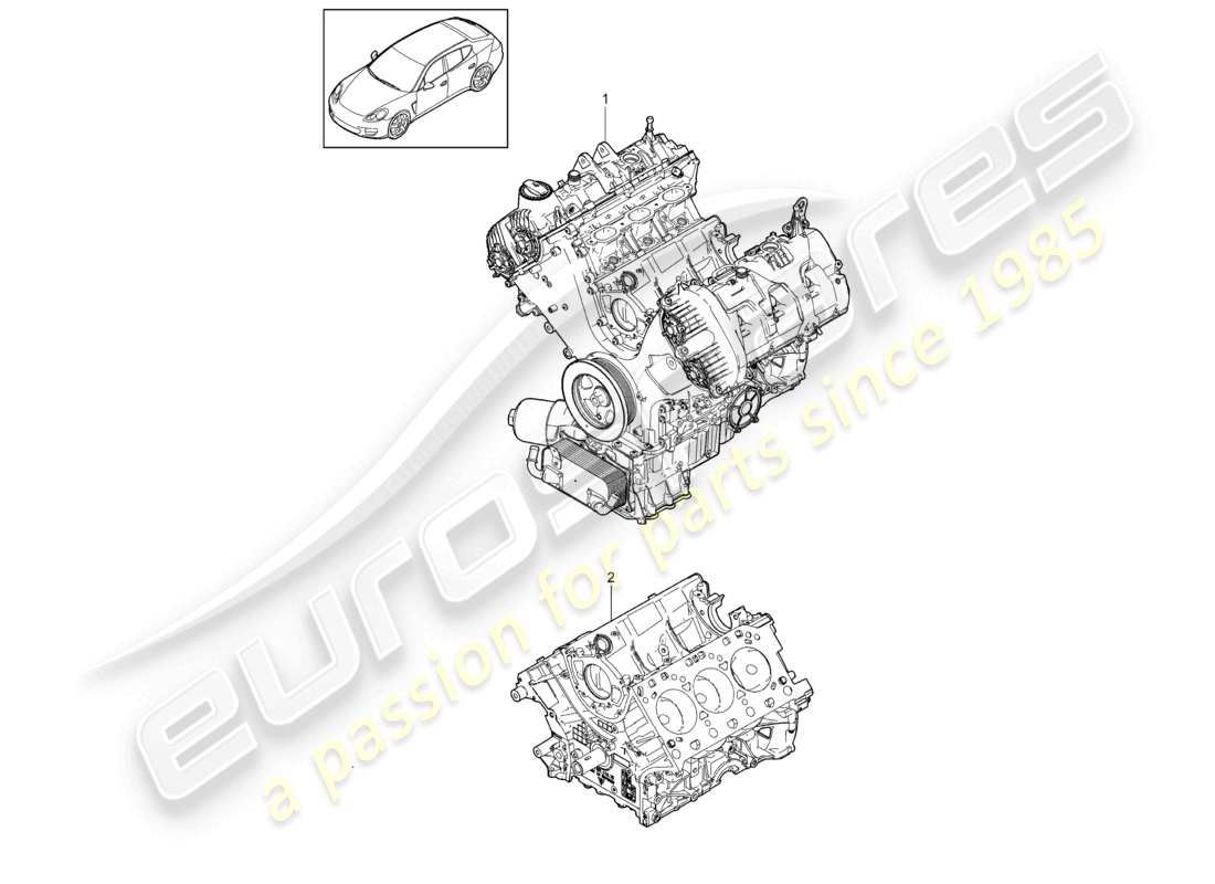porsche 2010 (cayenne e1 9pa) basismotor, kurzer block teilediagramm