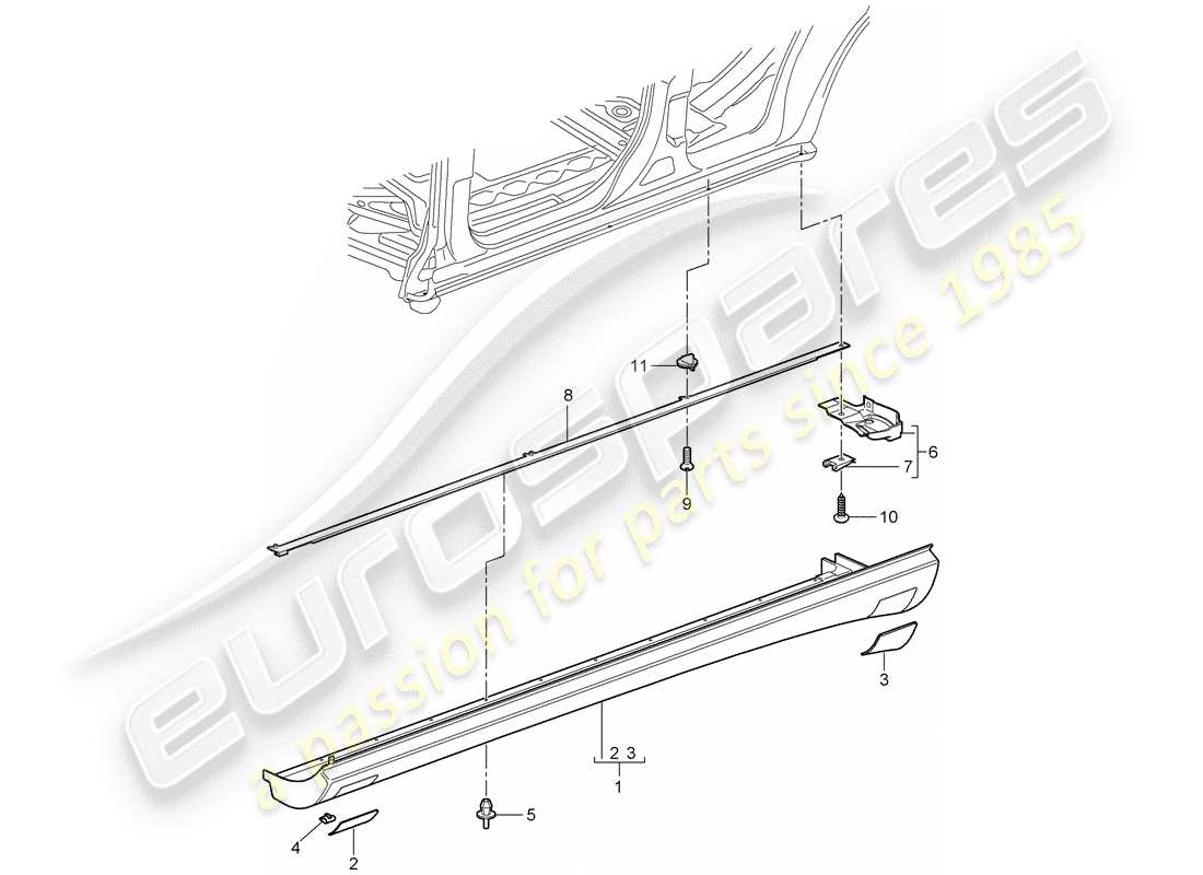 porsche 2008 (cayenne e1 9pa) trims-teilediagramm