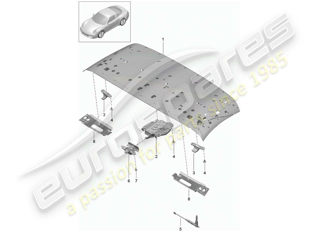 porsche 2013 (991-1) oberer rahmen teilediagramm