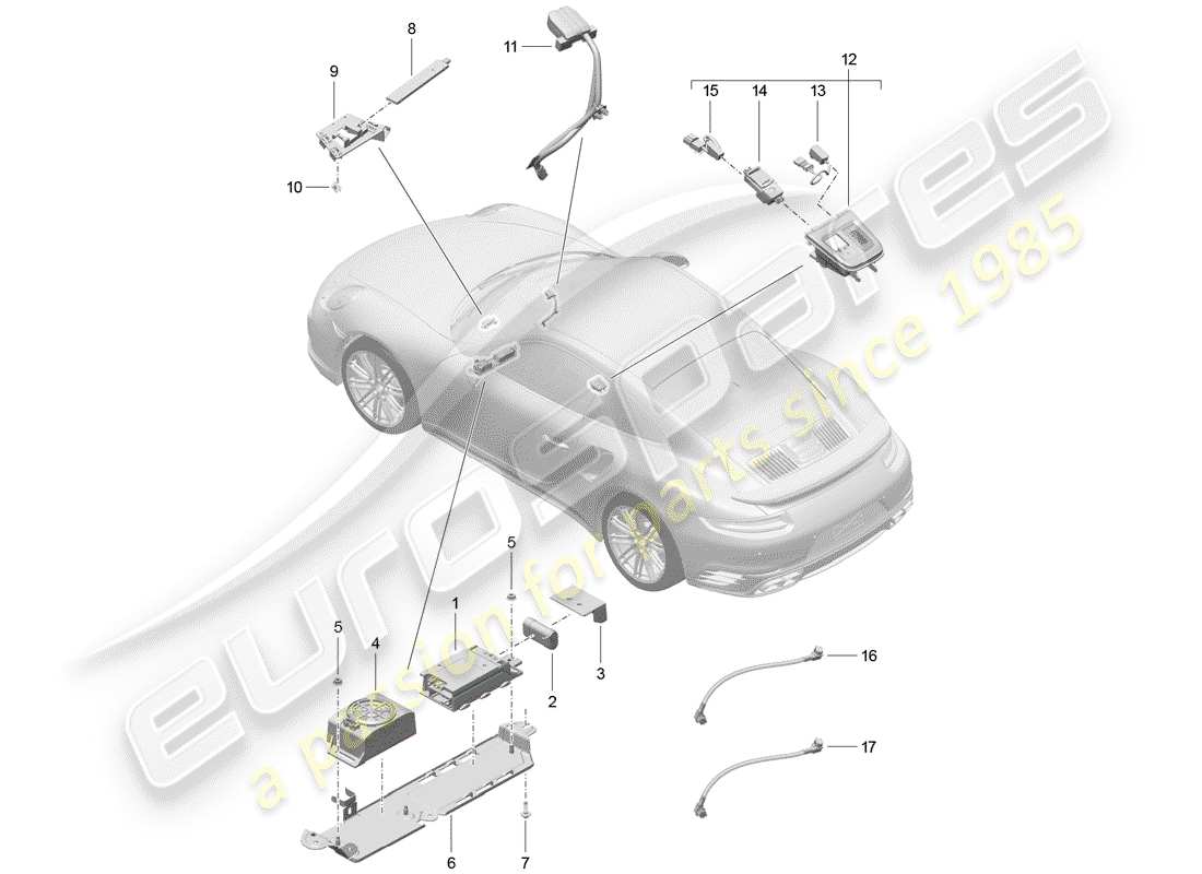 porsche 2016 (991-1 turbo) für fahrzeuge mit telefon ersatzteildiagramm