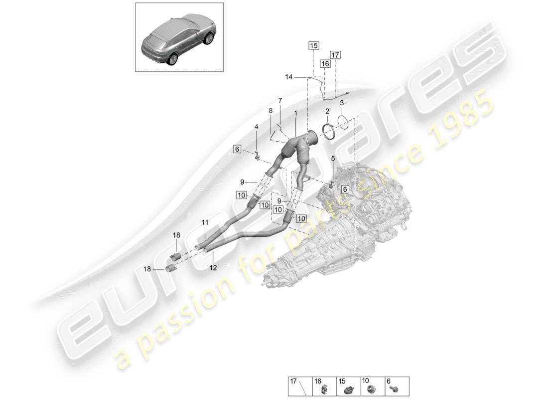 porsche 2019 (macan) catalyst-teilediagramm