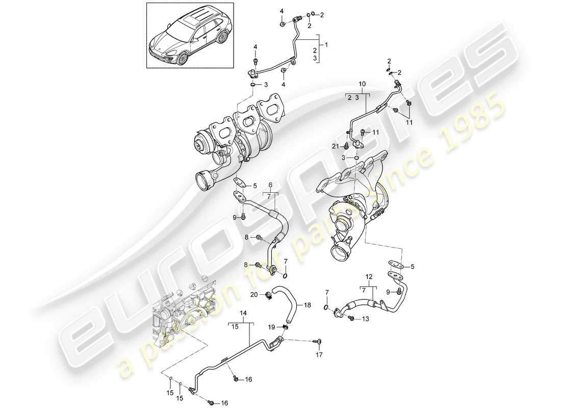 porsche 2012 (cayenne e2 92a) ölleitung teilediagramm