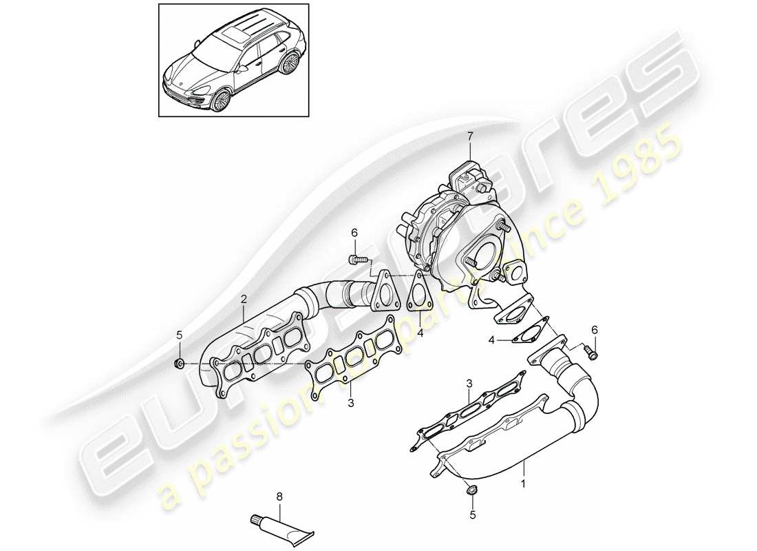 porsche 2013 (cayenne e2 92a) auspuffanlage teilediagramm