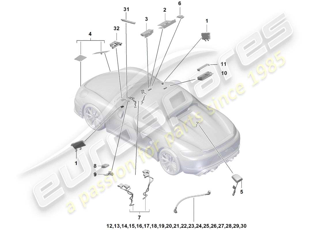 porsche 2020 (718 boxster spyder) antenne teilediagramm