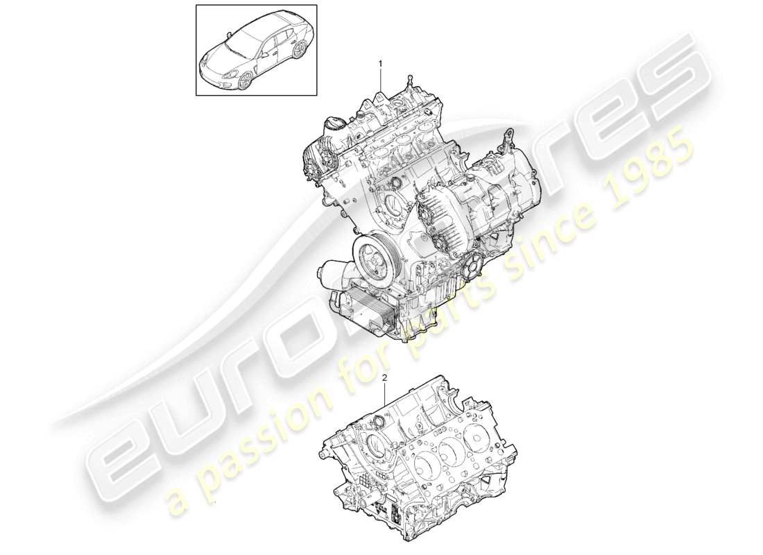 porsche 2010 (cayenne e1 9pa) basismotor, kurzer block teilediagramm