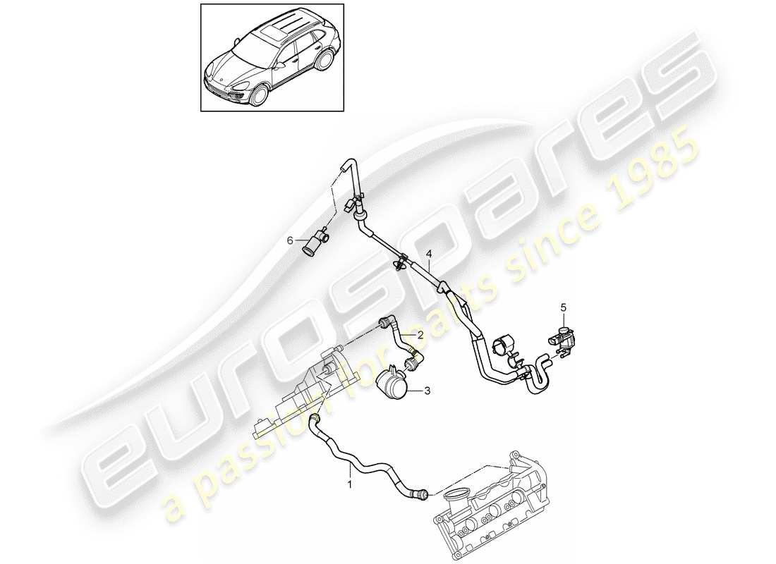 porsche 2013 (cayenne e2 92a) kurbelgehäuse-entlüftung ersatzteildiagramm