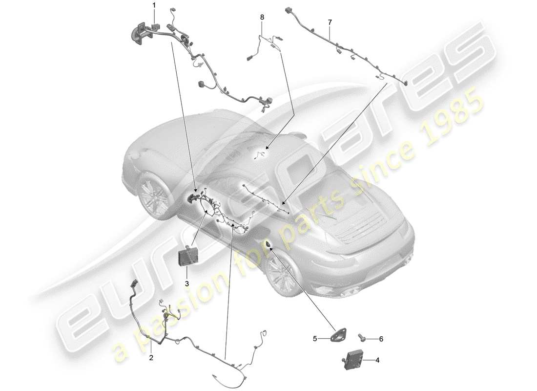 porsche 2016 (991-1 turbo) kabelbäume ersatzteildiagramm