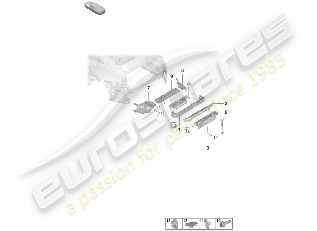 porsche 2019 (992-1) stoßstangenhalterung - ersatzteildiagramm