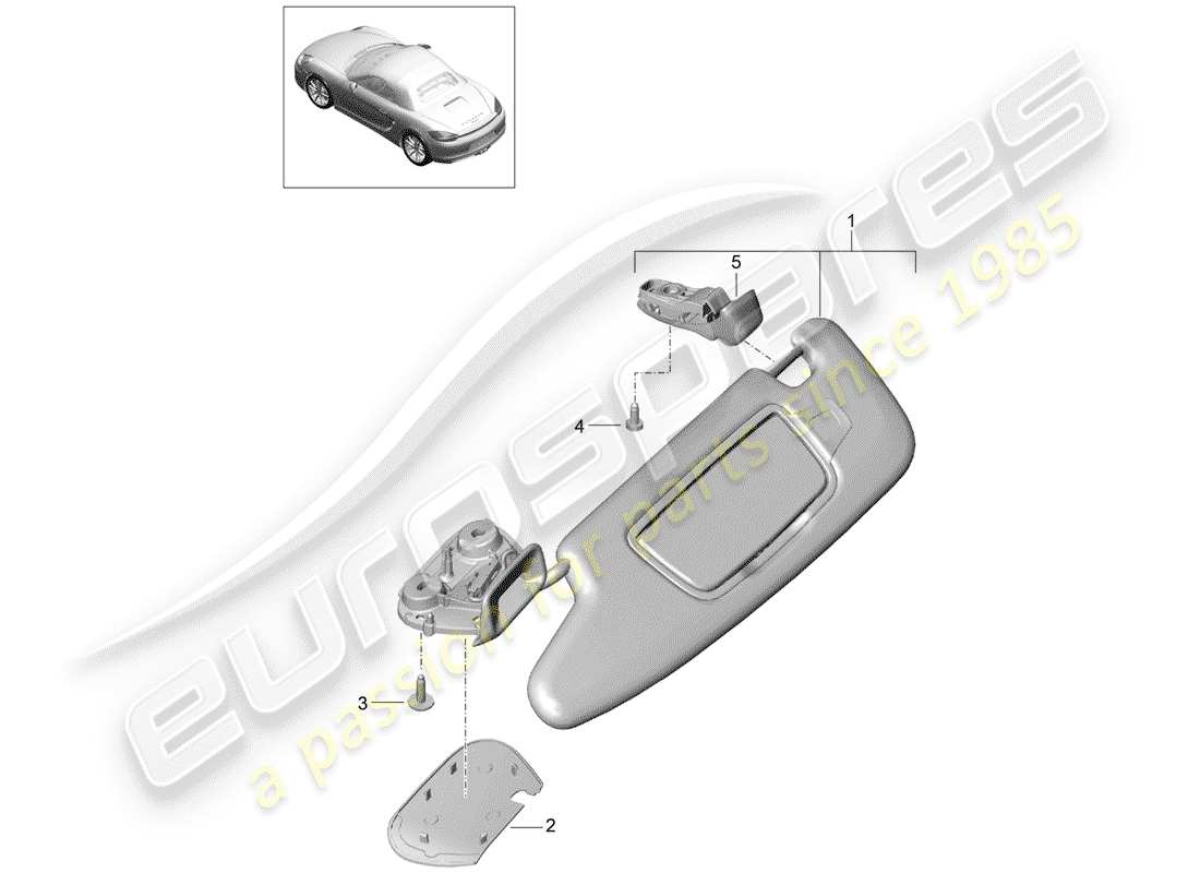 porsche 2013 (981 boxster) sonnenblenden ersatzteildiagramm