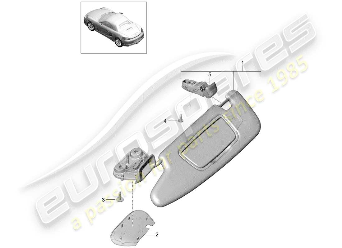 porsche 2014 (981 boxster) sonnenblenden ersatzteildiagramm