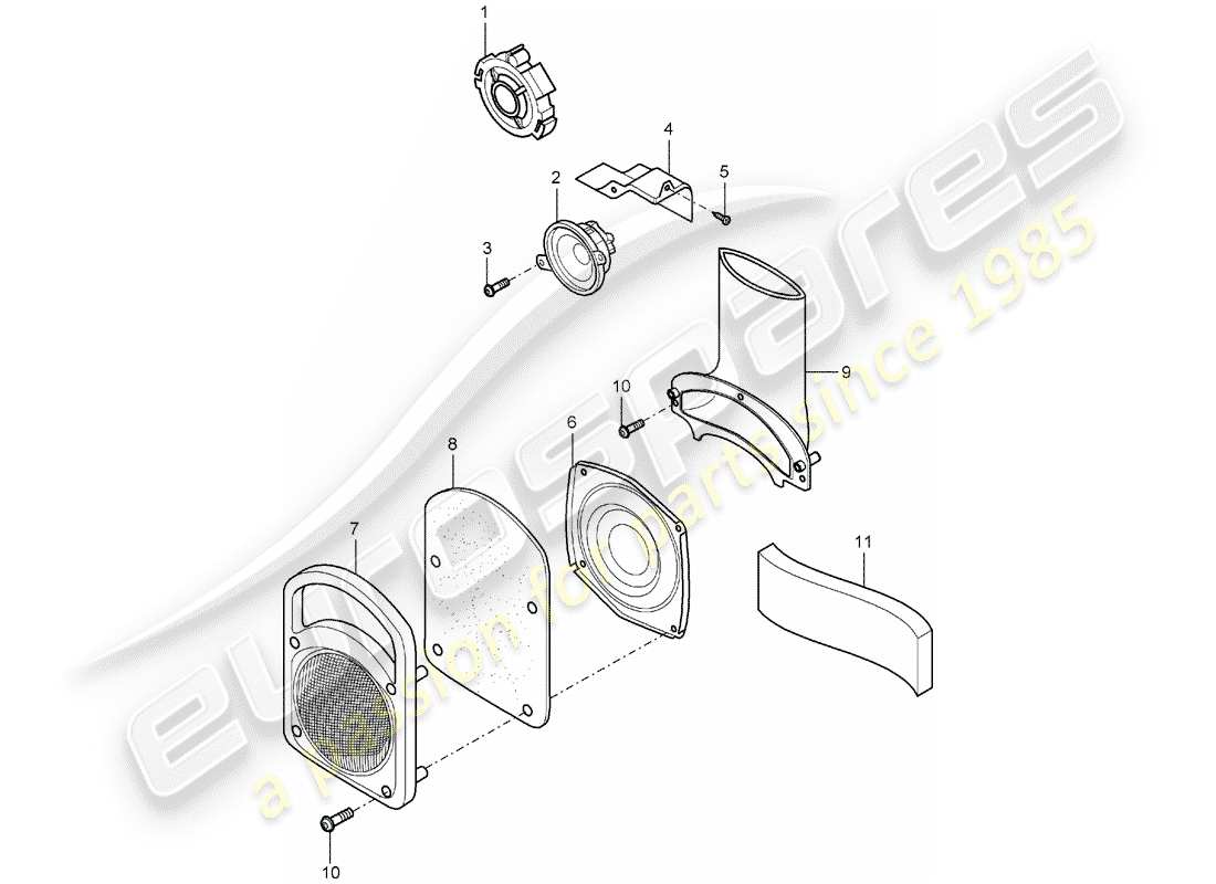 porsche 2004 (carrera gt) lautsprecher-teilediagramm