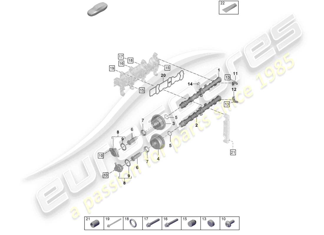 porsche 2020 (718 boxster) nockenwelle nockenwellenversteller teilediagramm