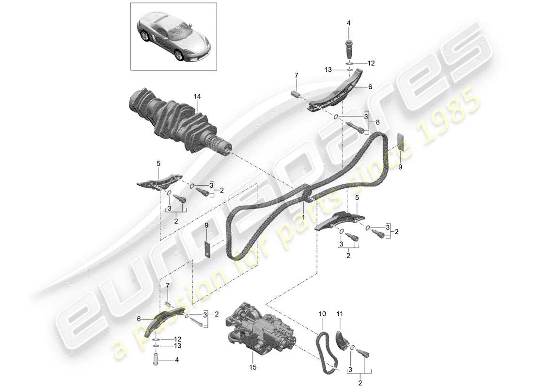 porsche 2020 (718 boxster) steuerkette ersatzteildiagramm