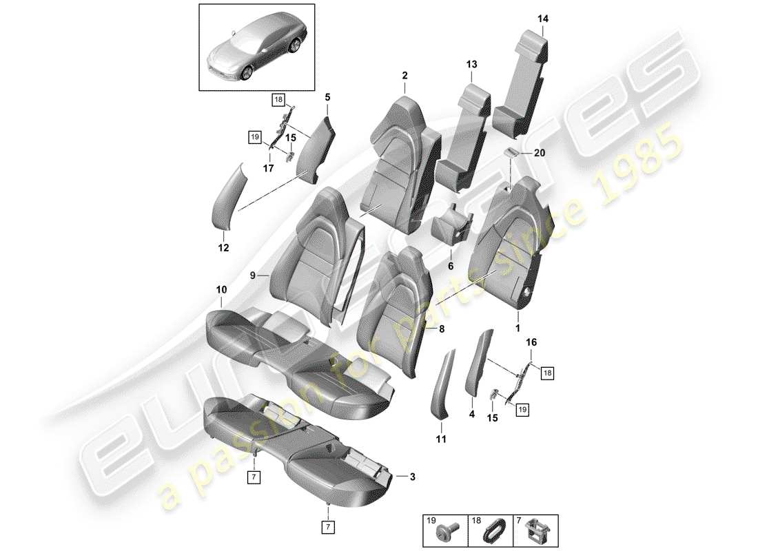 porsche 2019 (panamera 971-1) seat-ersatzteildiagramm