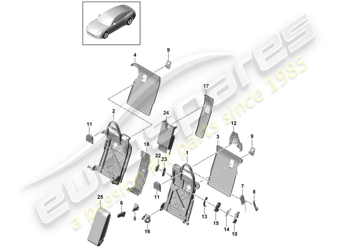 porsche 2018 (panamera 971-1) rückenlehne, ersatzteildiagramm