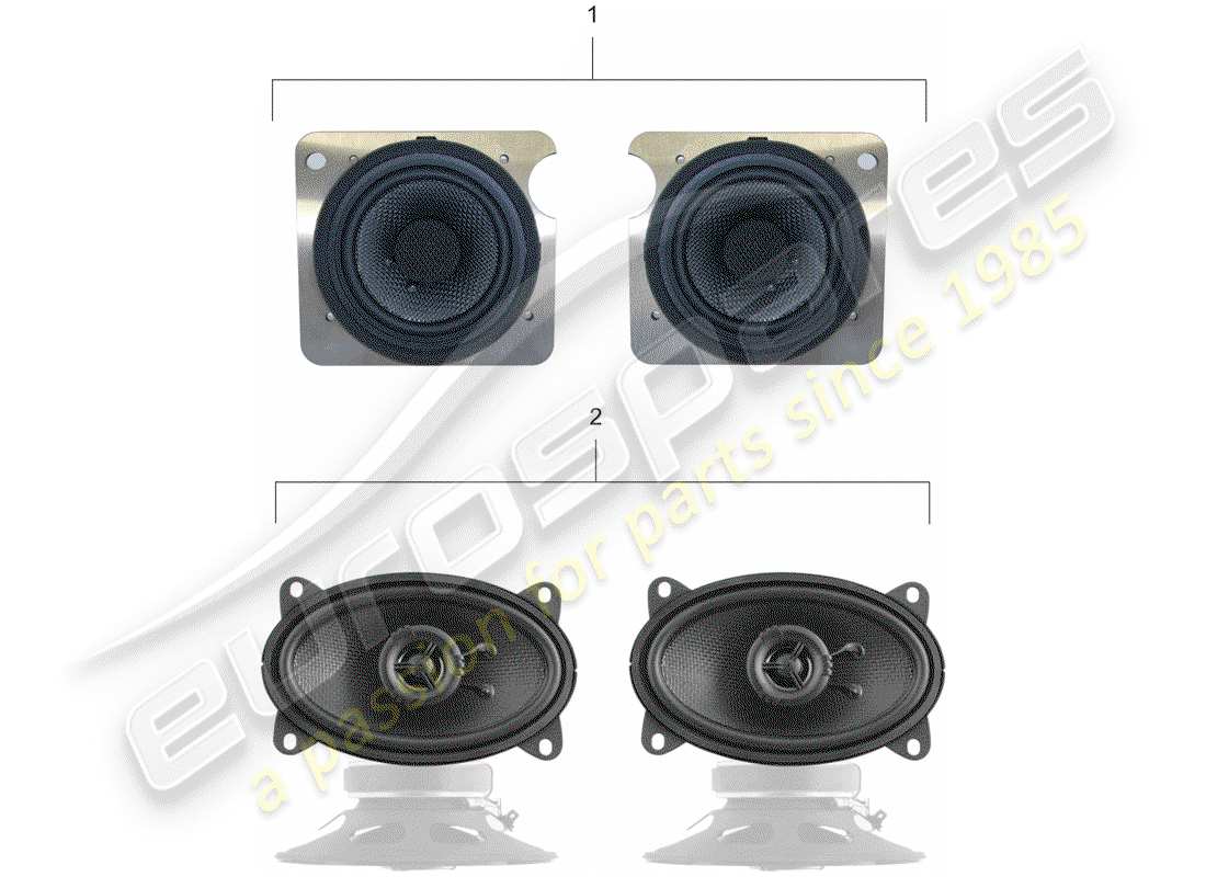 porsche 2000 (accessories) porsche classic - lautsprecher-kit - soundsystem teilediagramm
