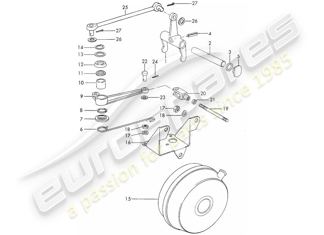 porsche 1971 (911) kupplungsausrückung - sportomatic ersatzteildiagramm