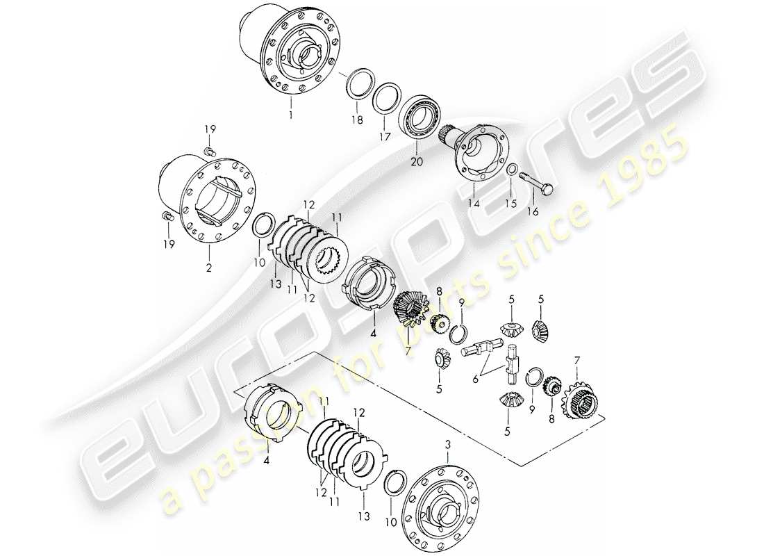 porsche 1973 (911) sperrdifferential ersatzteildiagramm