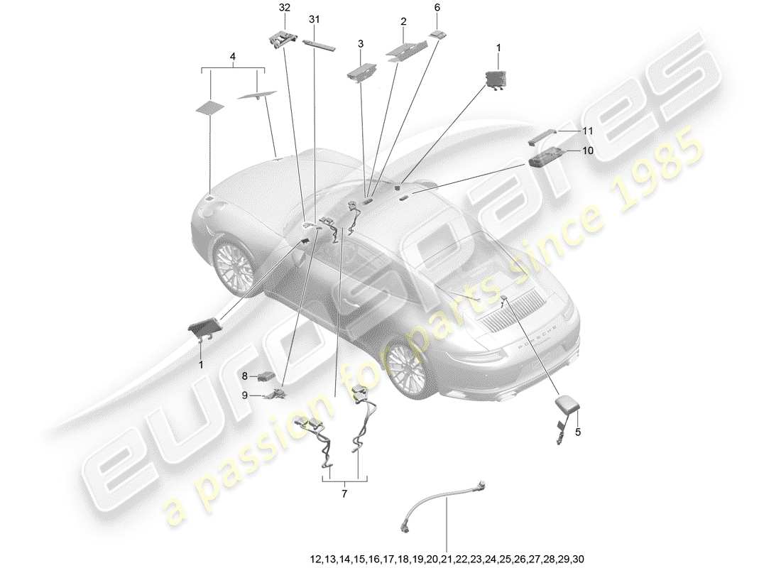 porsche 2019 (991-2) antenne teilediagramm