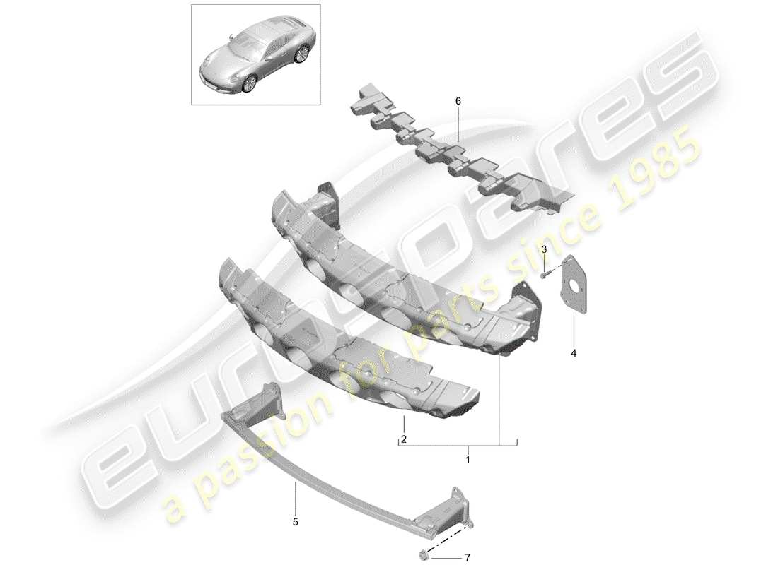 porsche 2018 (991-2) stoßstangenhalterung teilediagramm
