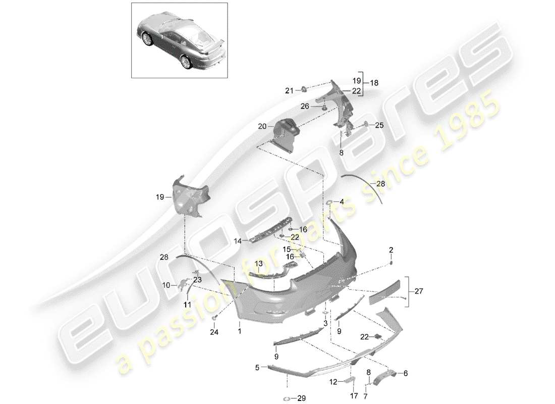 porsche 2014 (991-1 r/gt3/rs) stoßstange ersatzteildiagramm