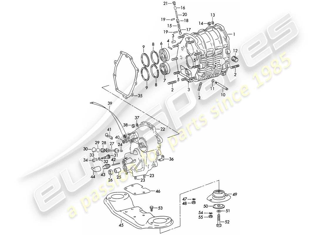 porsche 1971 (911) getriebegehäuse - komplett - getriebegehäuse - und - getriebeaufhängung - d - mj 1972>> ersatzteildiagramm