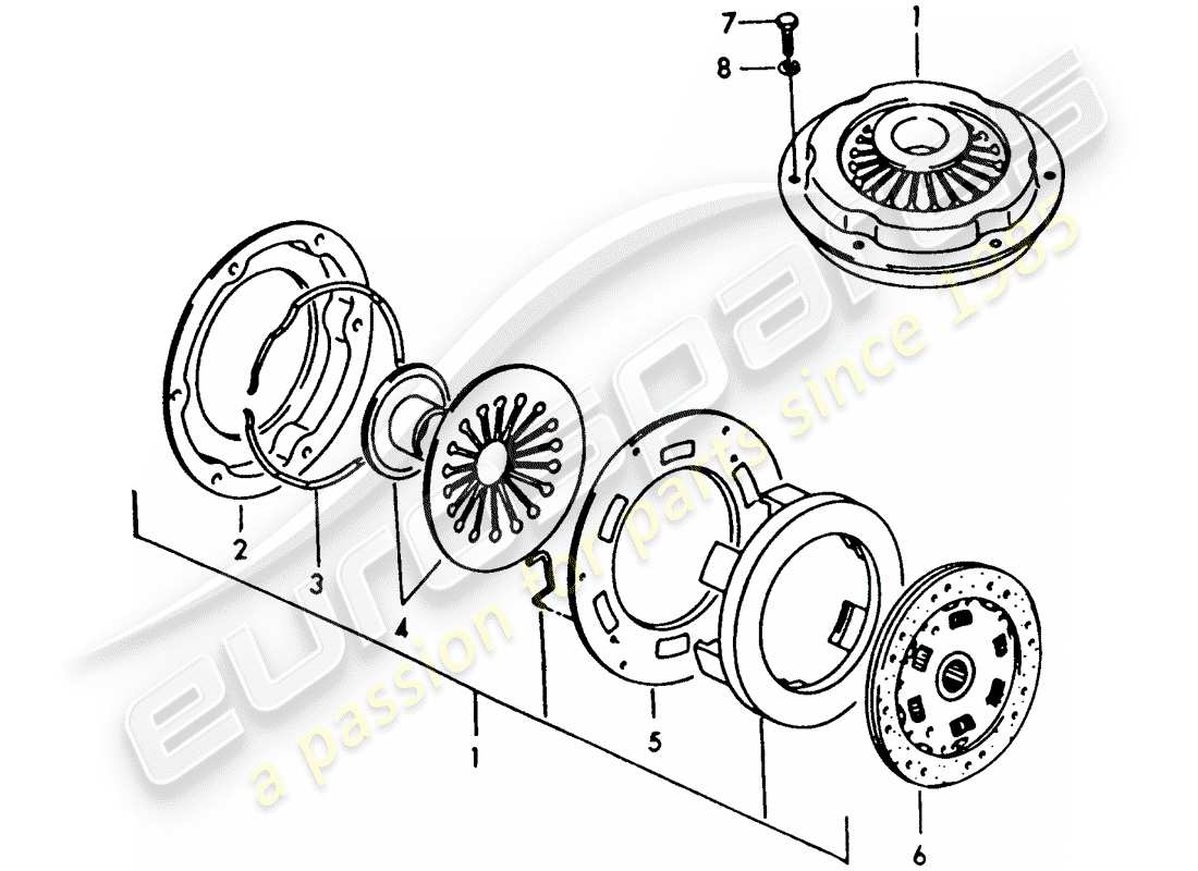 porsche 1957 (356/356a) kupplung teilediagramm