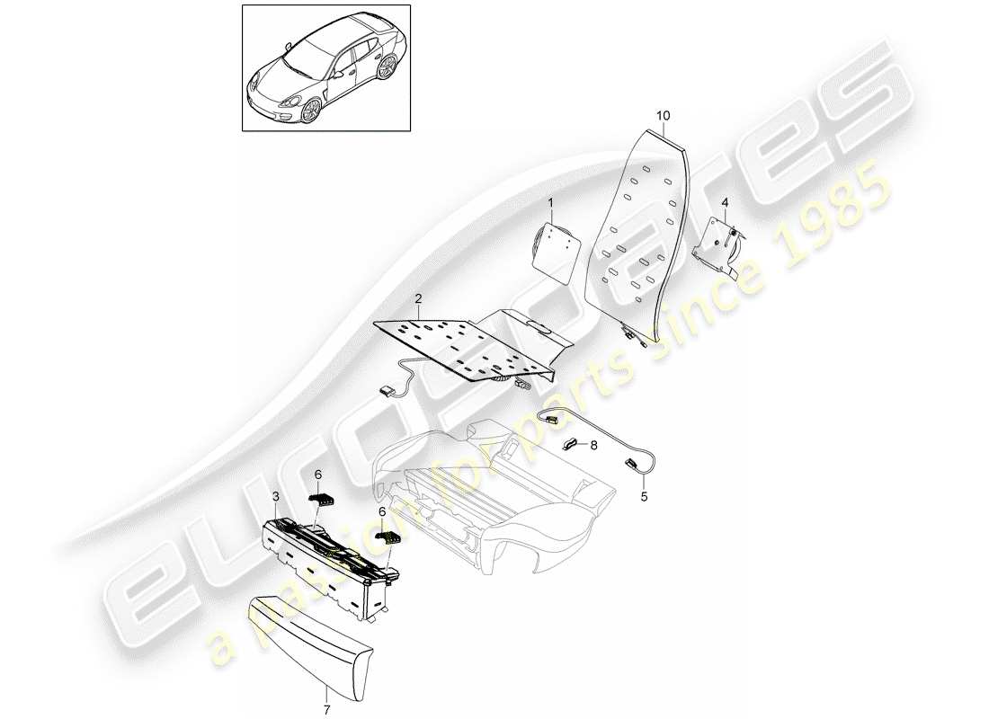 porsche 2016 (panamera 970) einstellung der lordosenstütze teilediagramm