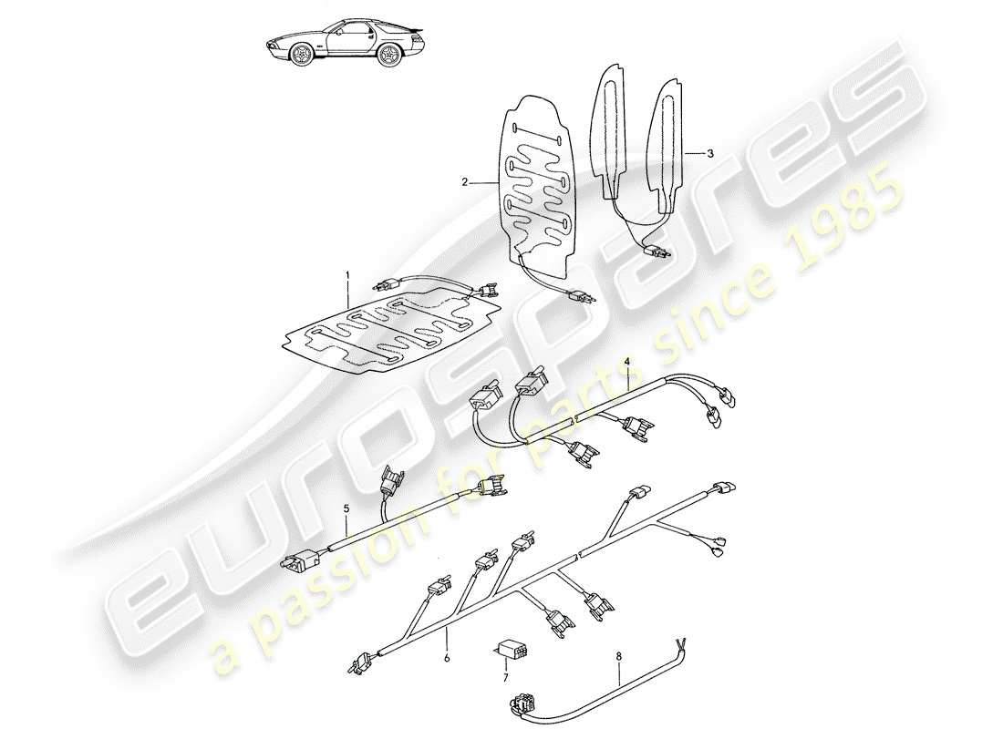 porsche 1987 (seats for 944/968/911/928) sitzheizung - kabelstränge - schalter - d - mj 1987>> ersatzteildiagramm