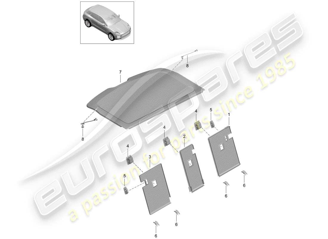 porsche 2020 (macan) lining ersatzteildiagramm