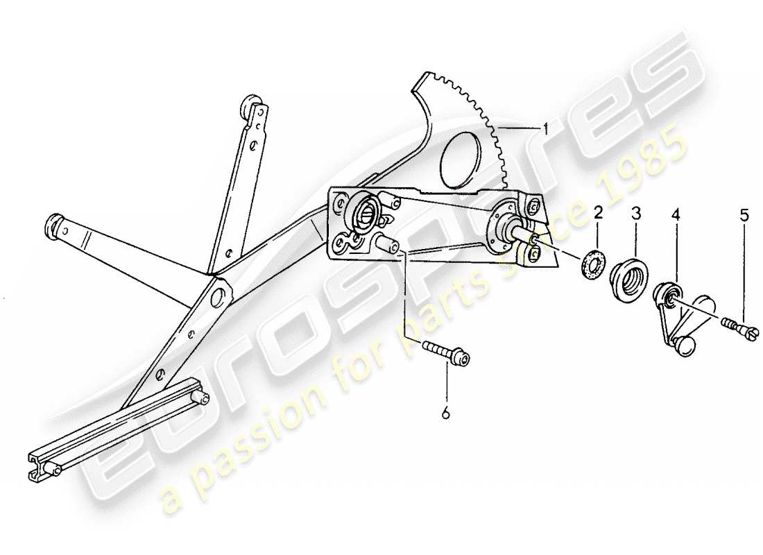 porsche 1998 (993) fensterheber - manuell ersatzteildiagramm