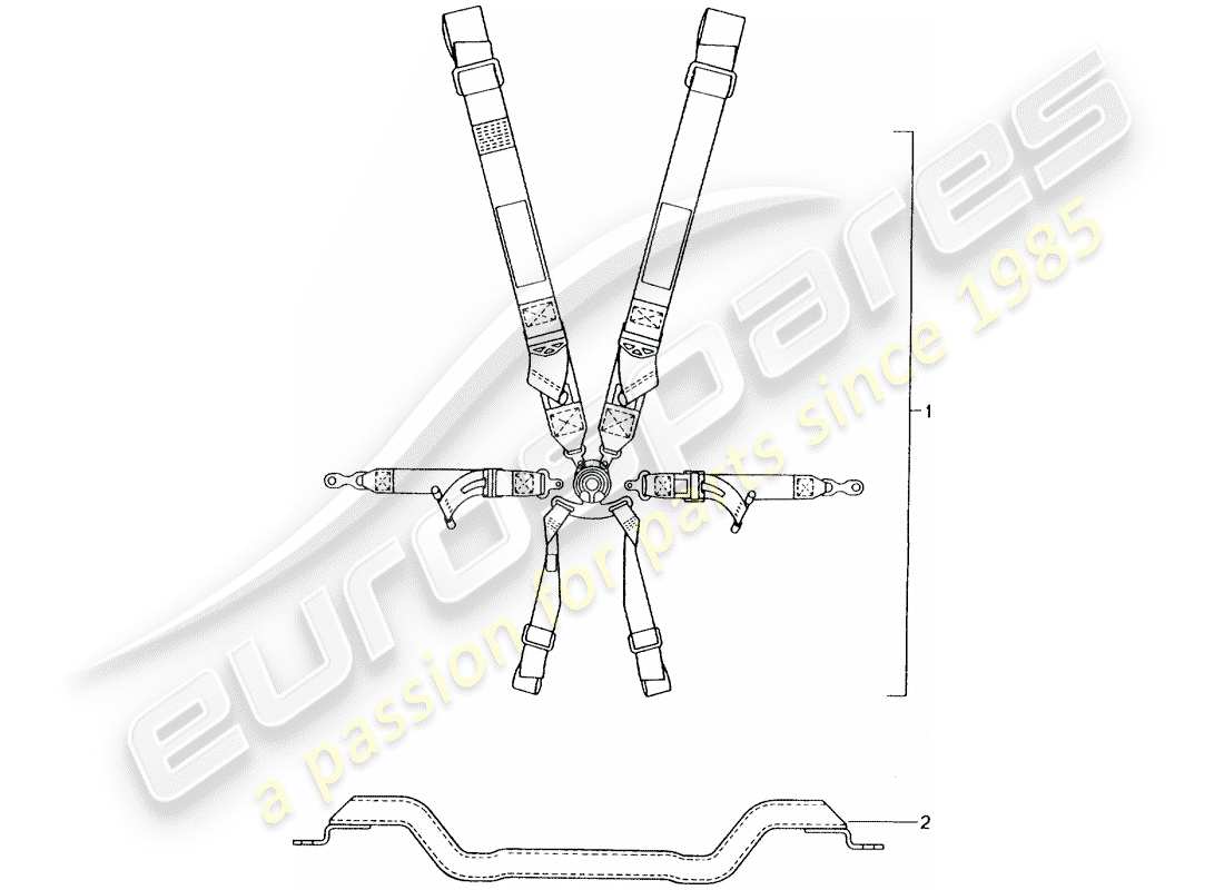 porsche 1993 (tequipment) sechspunkt-sicherheitsgurt teilediagramm