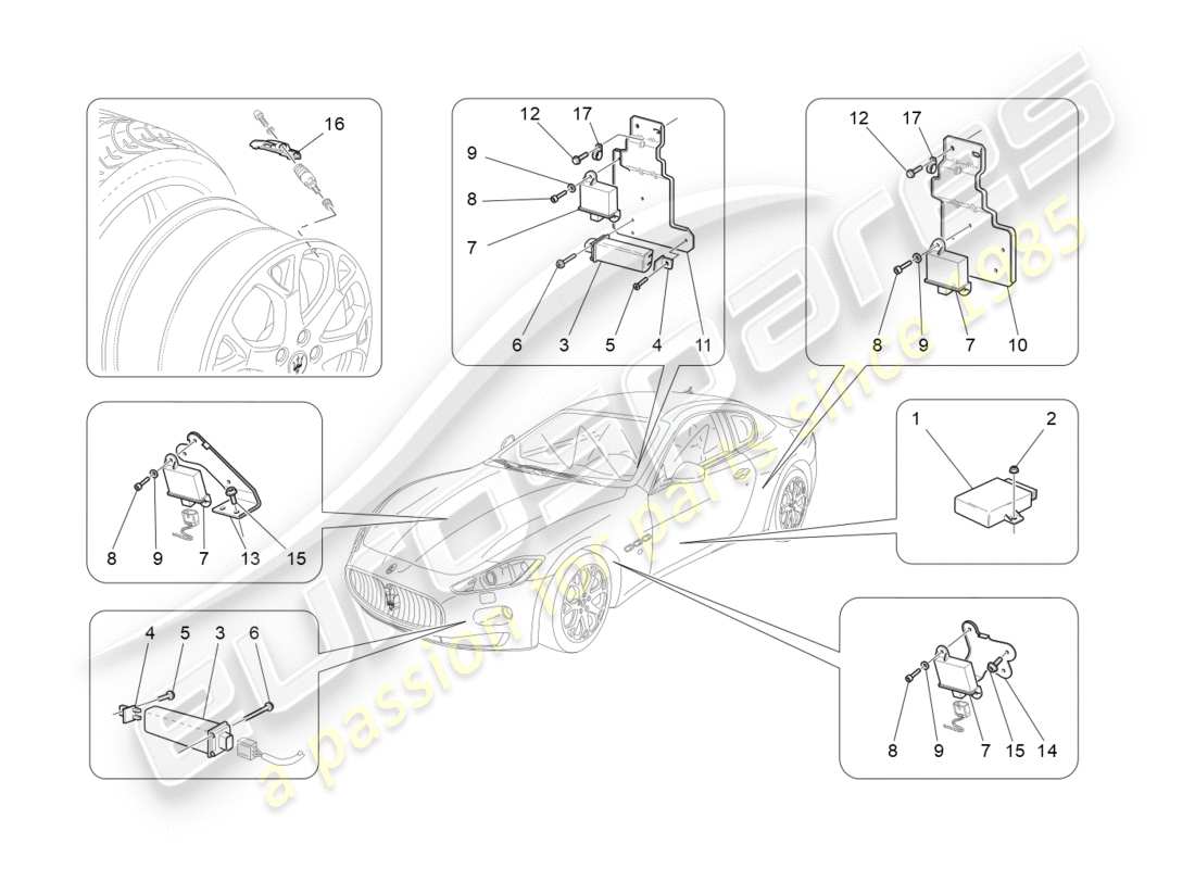 maserati granturismo (2011) reifendrucküberwachungssystem teilediagramm
