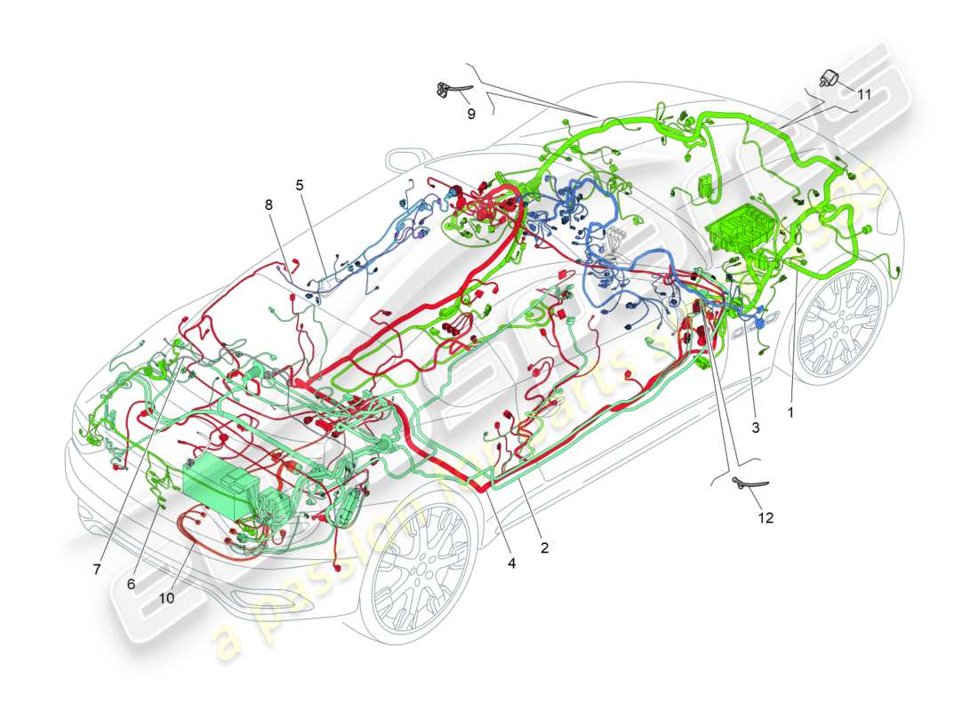 maserati granturismo (2011) hauptverkabelung teilediagramm