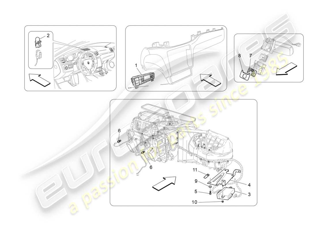 maserati granturismo s (2020) a/c-gerät: elektronische steuerung teilediagramm