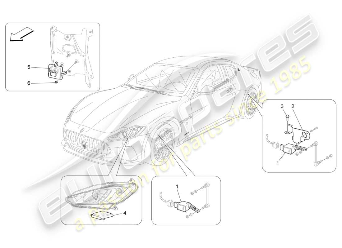 maserati granturismo s (2019) beleuchtungssystemsteuerung teilediagramm