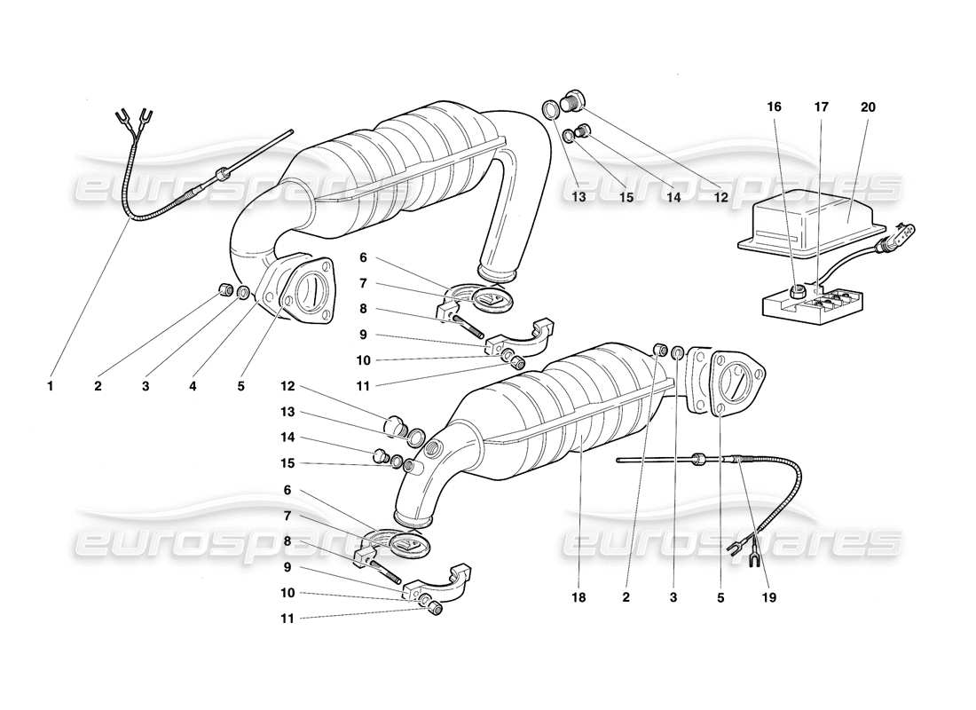 lamborghini diablo sv (1997) auspuffanlage teilediagramm