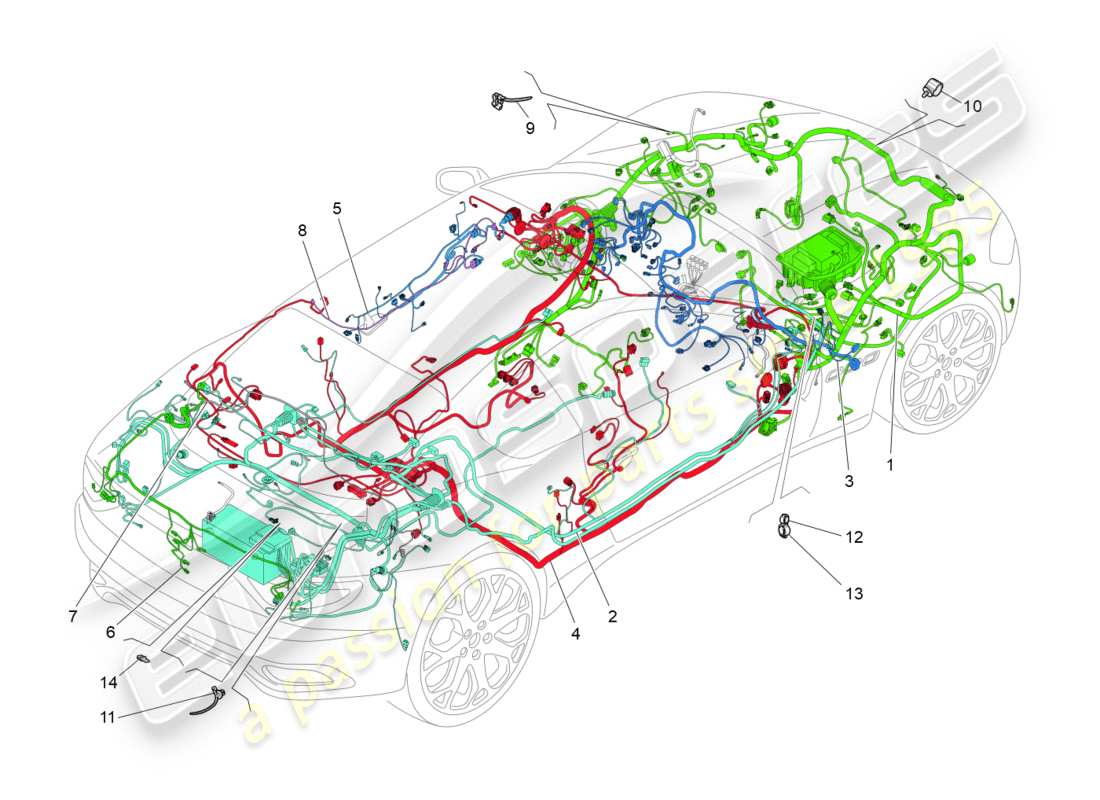 maserati granturismo (2013) hauptverkabelung teilediagramm