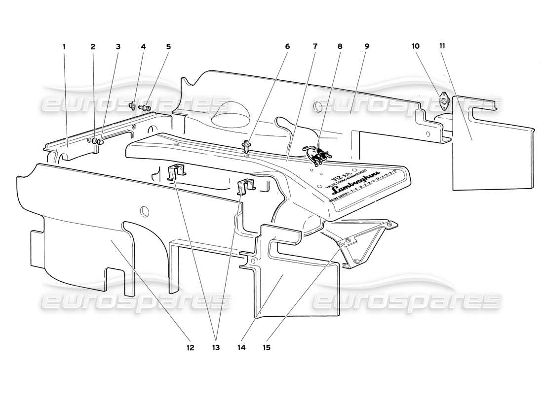 lamborghini diablo sv (1999) teilediagramm für motorgehäuseplatten