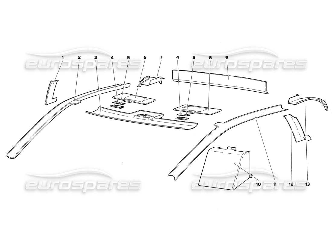 lamborghini diablo sv (1999) teilediagramm der fronthaube