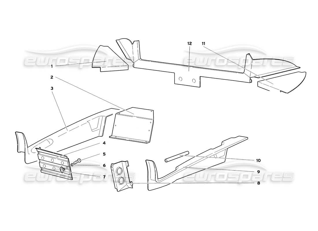 lamborghini diablo sv (1999) teilediagramm für fahrgastraumverkleidungen