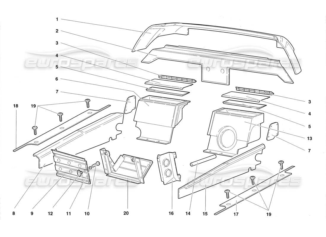 lamborghini diablo roadster (1998) teilediagramm für fahrgastraumverkleidungen