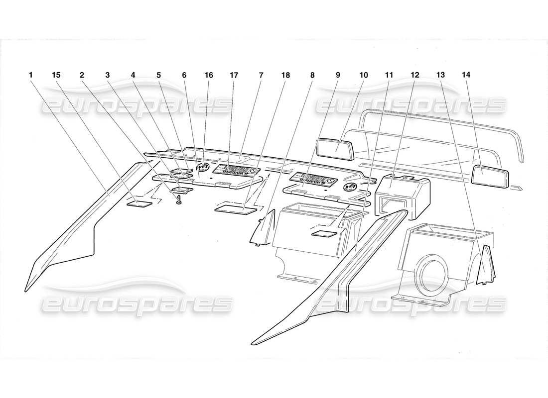 lamborghini diablo roadster (1998) teilediagramm für fahrgastraumverkleidungen