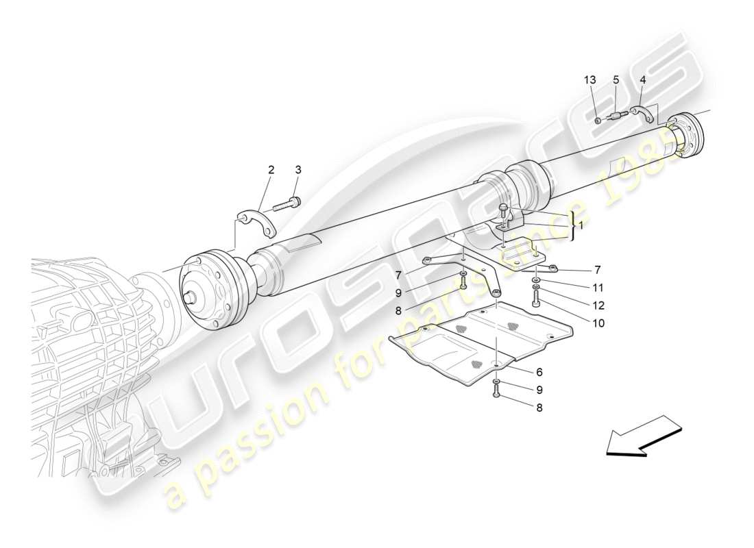 maserati granturismo (2013) getriebewelle teilediagramm