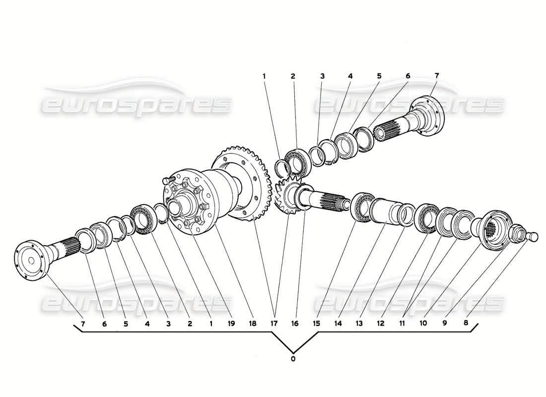 lamborghini diablo 6.0 (2001) teilediagramm des vorderdifferentials