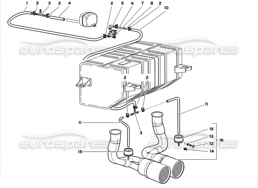 lamborghini diablo gt (1999) auspuffanlage teilediagramm